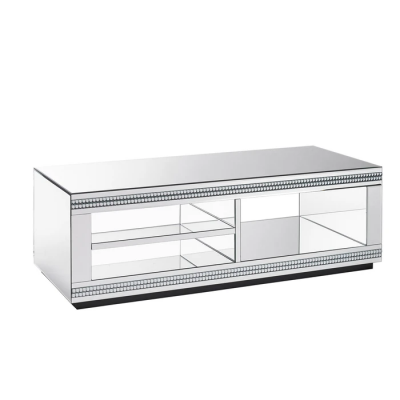 Latest Tv Unit Furniture Cabinet Modern Silver Glass Tv Stand For Hall