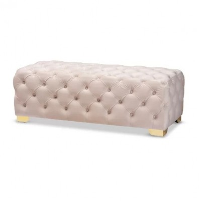 Modern Rectangle shape fabric tufted long foot stool ottoman for home bedroom dressroom furniture