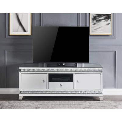 Hot Sell Luxury Silver Mirrored Frame Sparkling Crystal Diamond TV Stand For Home Hotel Furniture