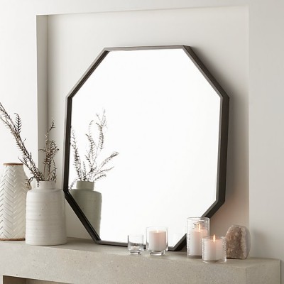 2020 New Arrival Octagon Shape Wooden Frame Wall Mirror Home Decoration In Black or Grey