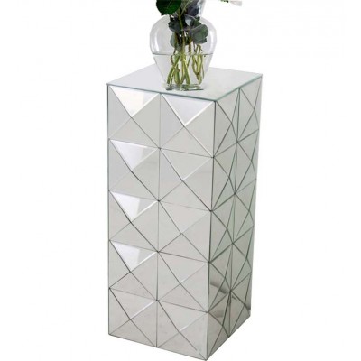 Modern Glass Mirrored Flower Plant Stand Diamond Design Pedestal Event Wedding Furniture