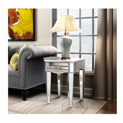 High quality Mirrored Side Table with Drawer Nightstand Bedside Table for Living Room, Bedroom